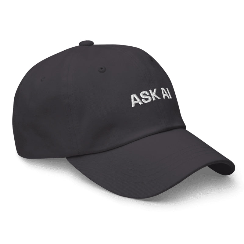 ASK AI Cap in Charcoal — side view