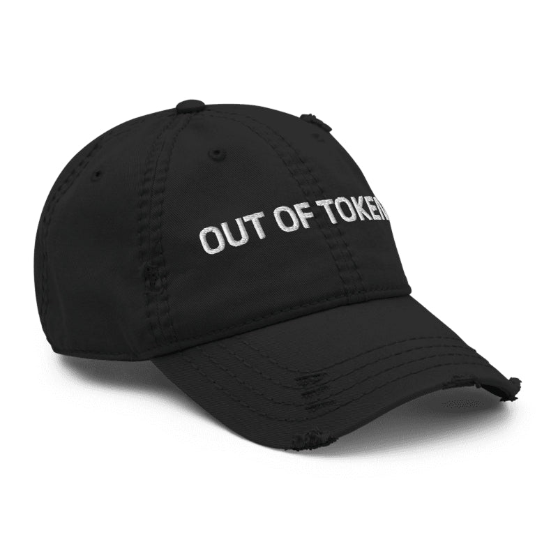OUT OF TOKENS Cap in Black — side view